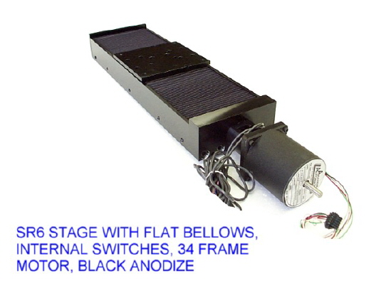 ALM - SR6 Stage with Flat Bellows, Internal Switches, 34 Frame Motor, Black Anodize
